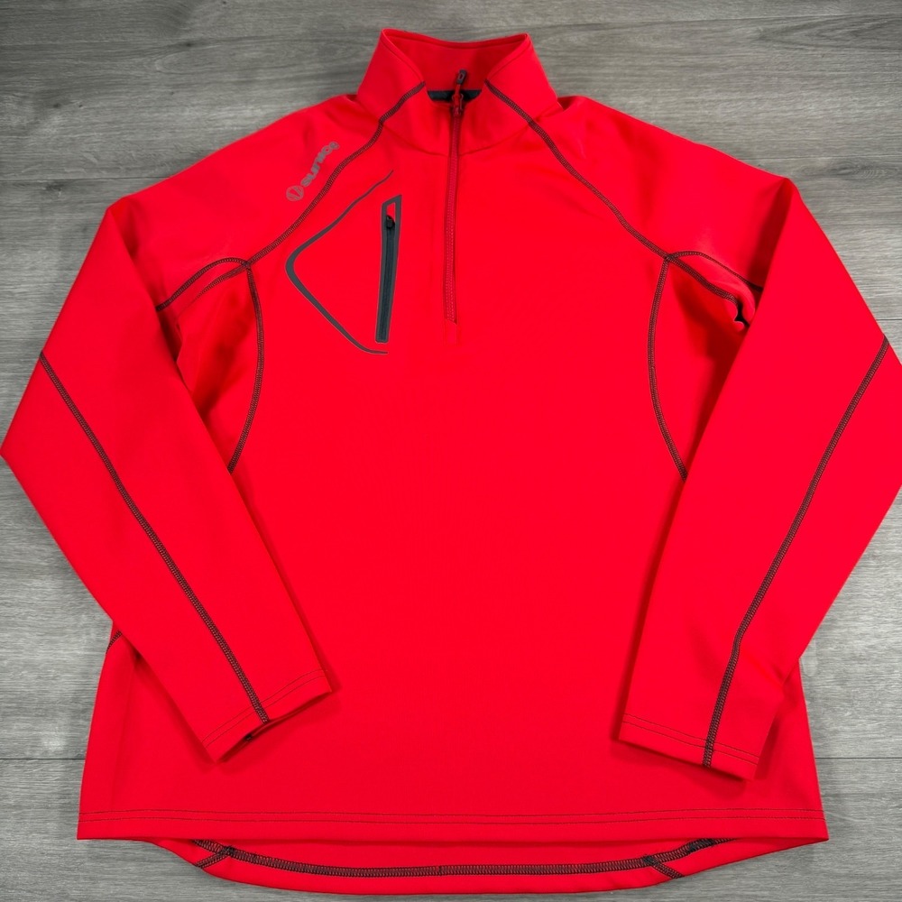 Sunice 1/4 zip Shirt LS Red Performance Pullover Mens Golf Hiking Large